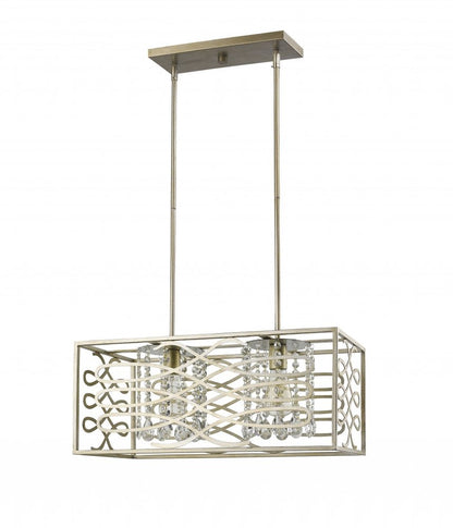 Brax 2-Light Washed Gold Island Pendant With Crystal Accents HomeRoots