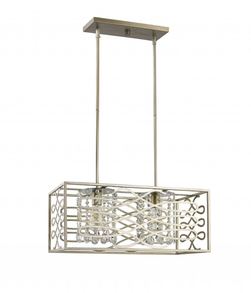 Brax 2-Light Washed Gold Island Pendant With Crystal Accents HomeRoots