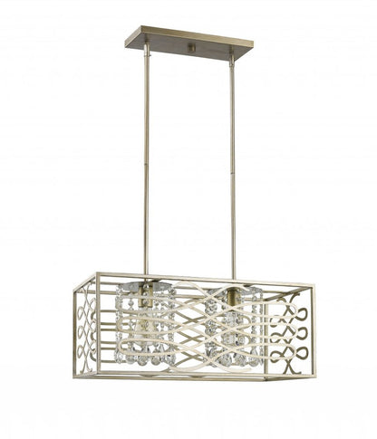 Brax 2-Light Washed Gold Island Pendant With Crystal Accents HomeRoots