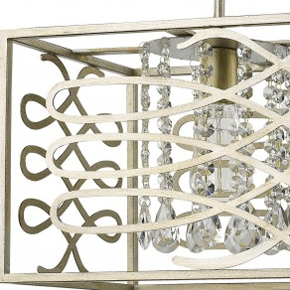 Brax 2-Light Washed Gold Island Pendant With Crystal Accents HomeRoots