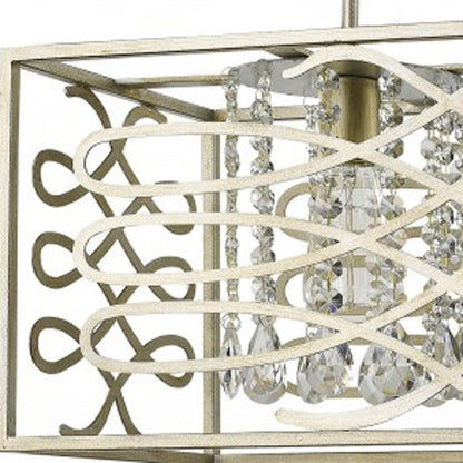 Brax 2-Light Washed Gold Island Pendant With Crystal Accents HomeRoots