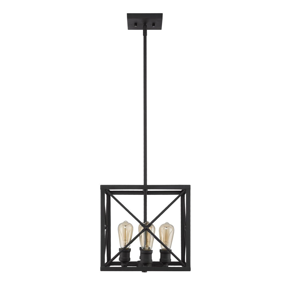 Brooklyn 4-Light Matte Black Pendant With Metal Framework Shade HomeRoots
