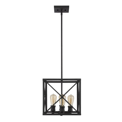 Brooklyn 4-Light Matte Black Pendant With Metal Framework Shade HomeRoots