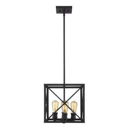 Brooklyn 4-Light Matte Black Pendant With Metal Framework Shade