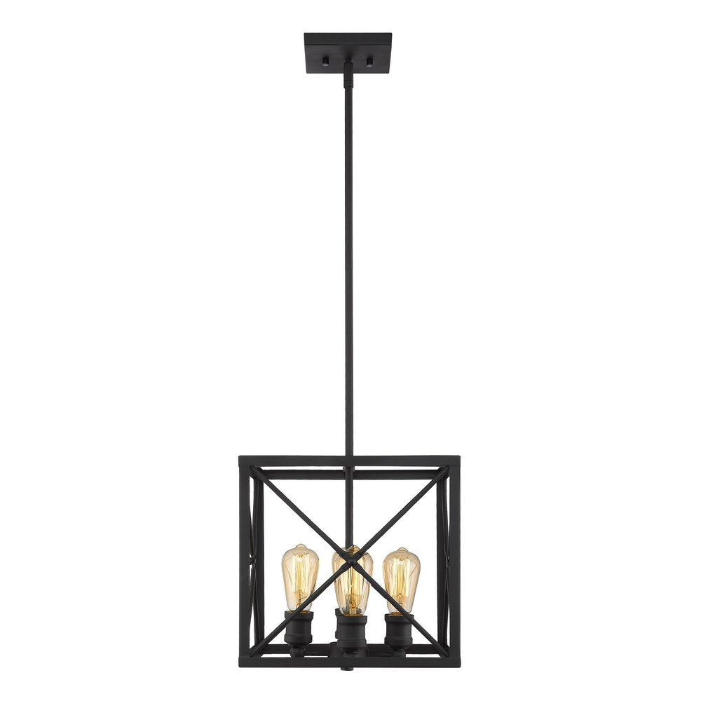 Brooklyn 4-Light Matte Black Pendant With Metal Framework Shade HomeRoots