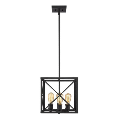 Brooklyn 4-Light Matte Black Pendant With Metal Framework Shade HomeRoots