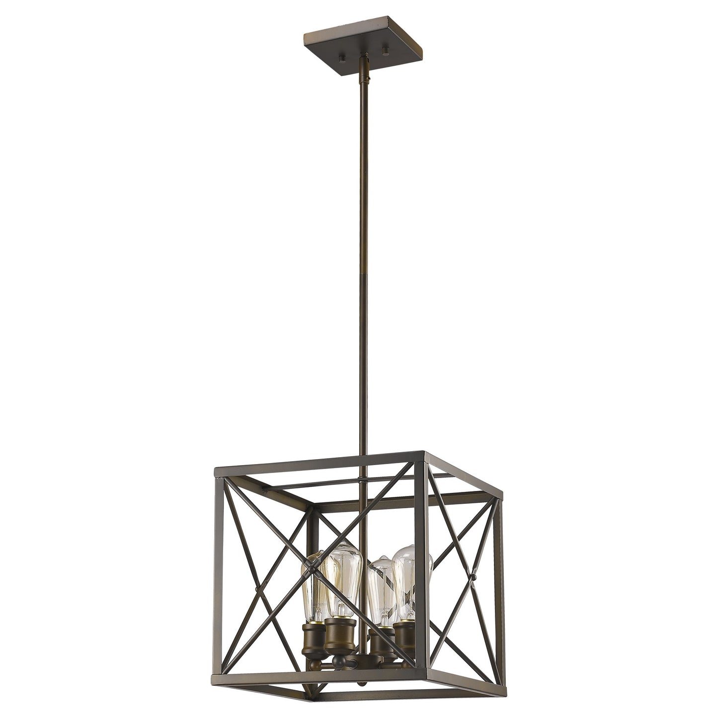 Brooklyn 4-Light Oil-Rubbed Bronze Pendant With Metal Framework Shade