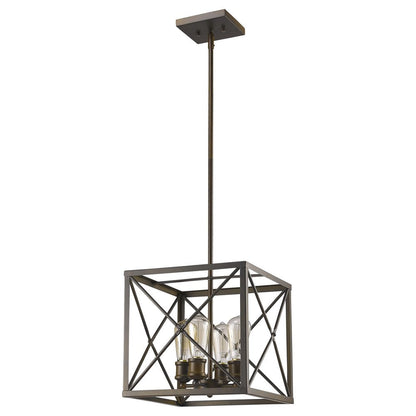 Brooklyn 4-Light Oil-Rubbed Bronze Pendant With Metal Framework Shade HomeRoots