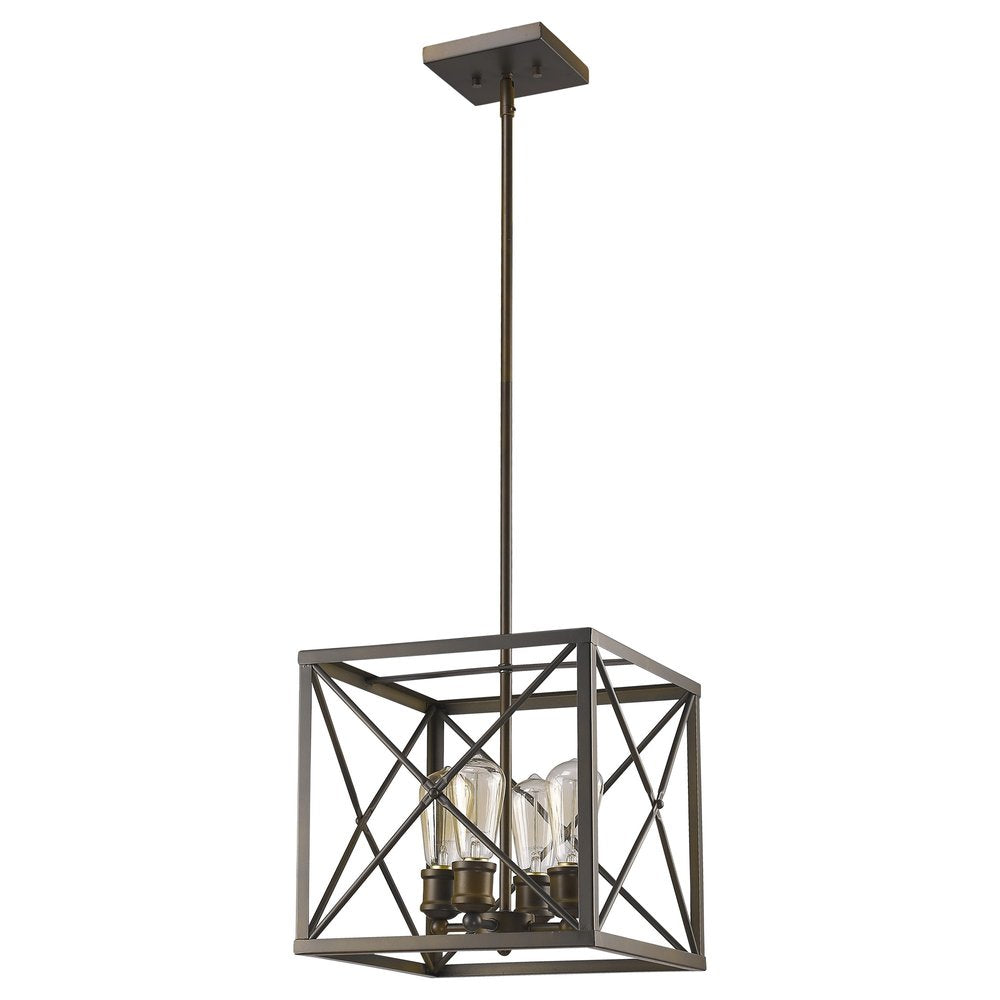 Brooklyn 4-Light Oil-Rubbed Bronze Pendant With Metal Framework Shade HomeRoots