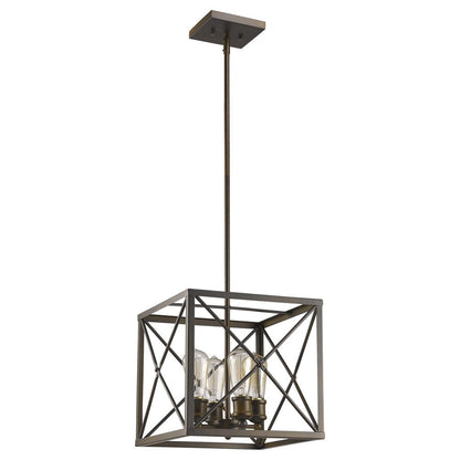 Brooklyn 4-Light Oil-Rubbed Bronze Pendant With Metal Framework Shade HomeRoots