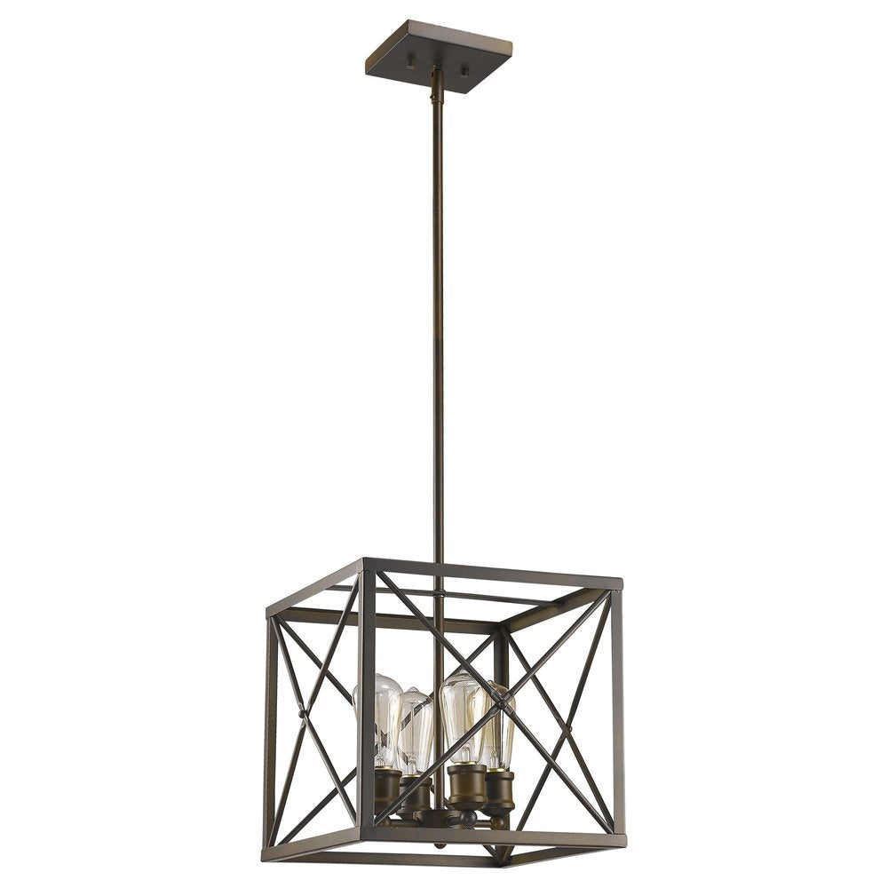 Brooklyn 4-Light Oil-Rubbed Bronze Pendant With Metal Framework Shade HomeRoots