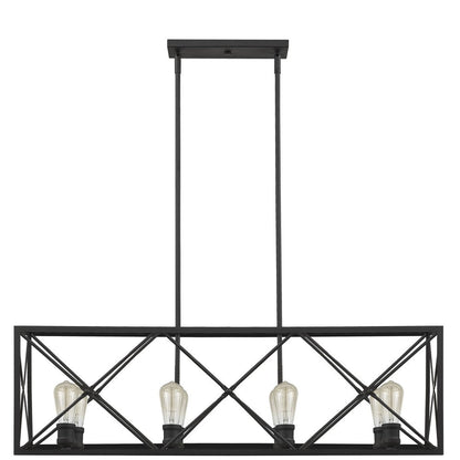 Brooklyn 8-Light Matte Black Island Pendant With Metal Framework Shade