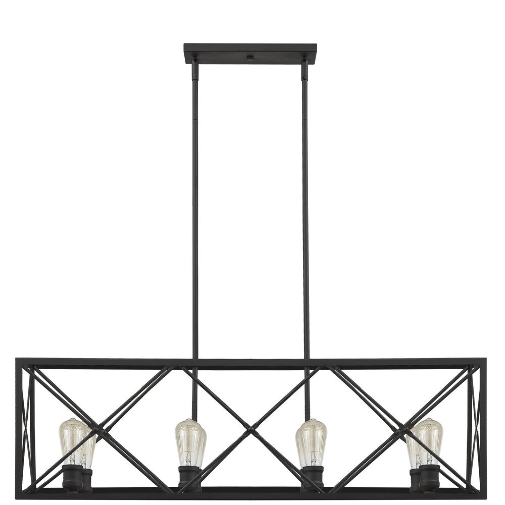 Brooklyn 8-Light Matte Black Island Pendant With Metal Framework Shade HomeRoots