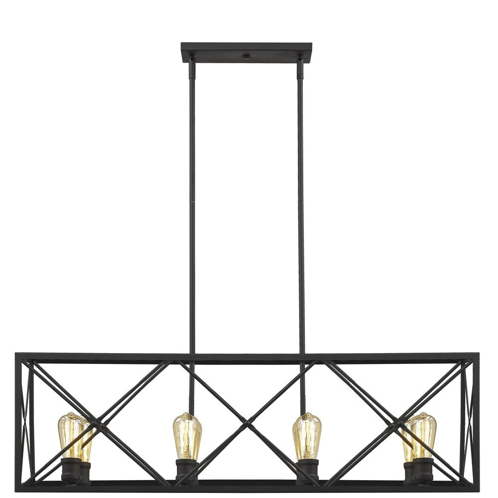 Brooklyn 8-Light Matte Black Island Pendant With Metal Framework Shade HomeRoots