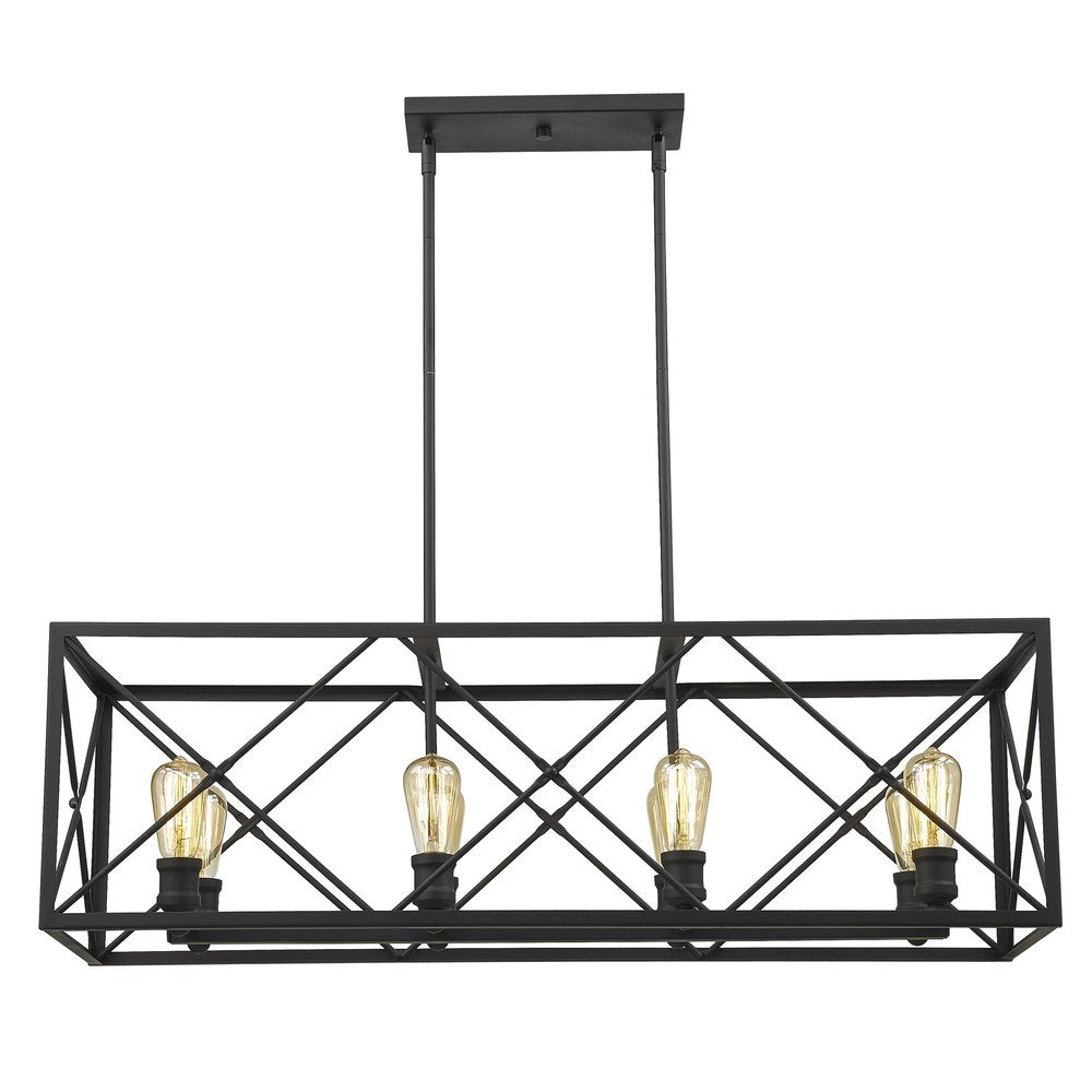 Brooklyn 8-Light Matte Black Island Pendant With Metal Framework Shade HomeRoots