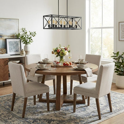 Brooklyn 8-Light Matte Black Island Pendant With Metal Framework Shade HomeRoots