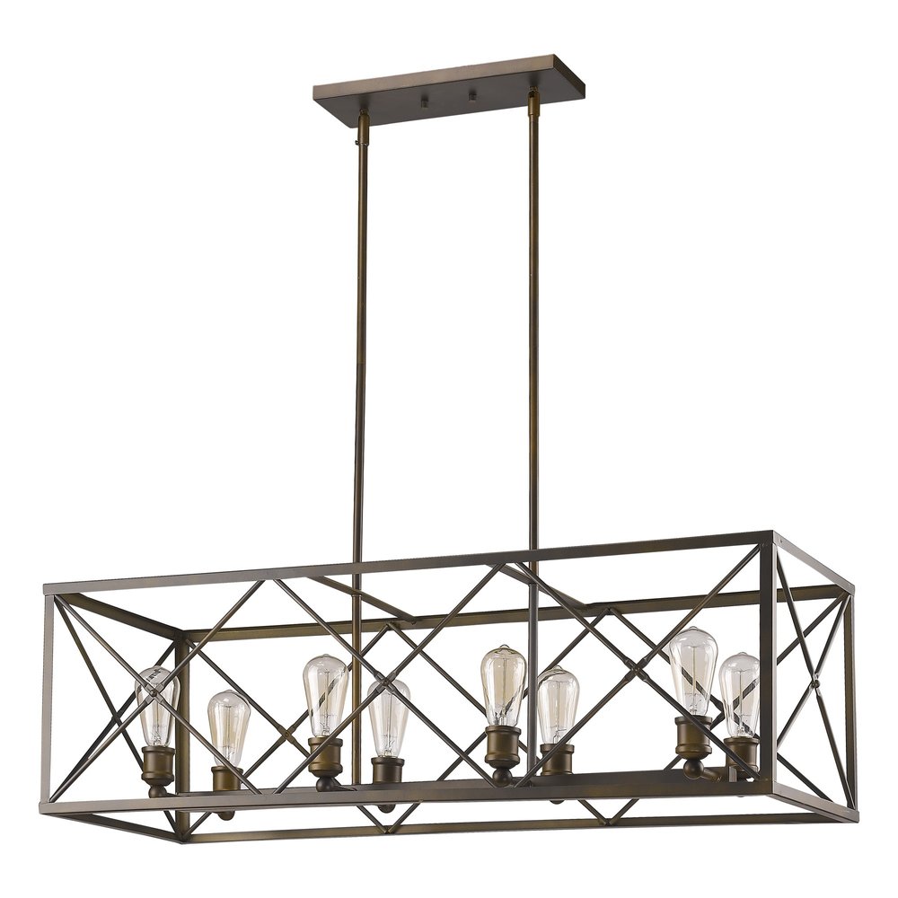 Brooklyn 8-Light Oil-Rubbed Bronze Island Pendant With Metal Framework Shade HomeRoots