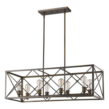 Brooklyn 8-Light Oil-Rubbed Bronze Island Pendant With Metal Framework Shade HomeRoots