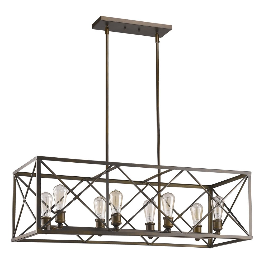 Brooklyn 8-Light Oil-Rubbed Bronze Island Pendant With Metal Framework Shade HomeRoots