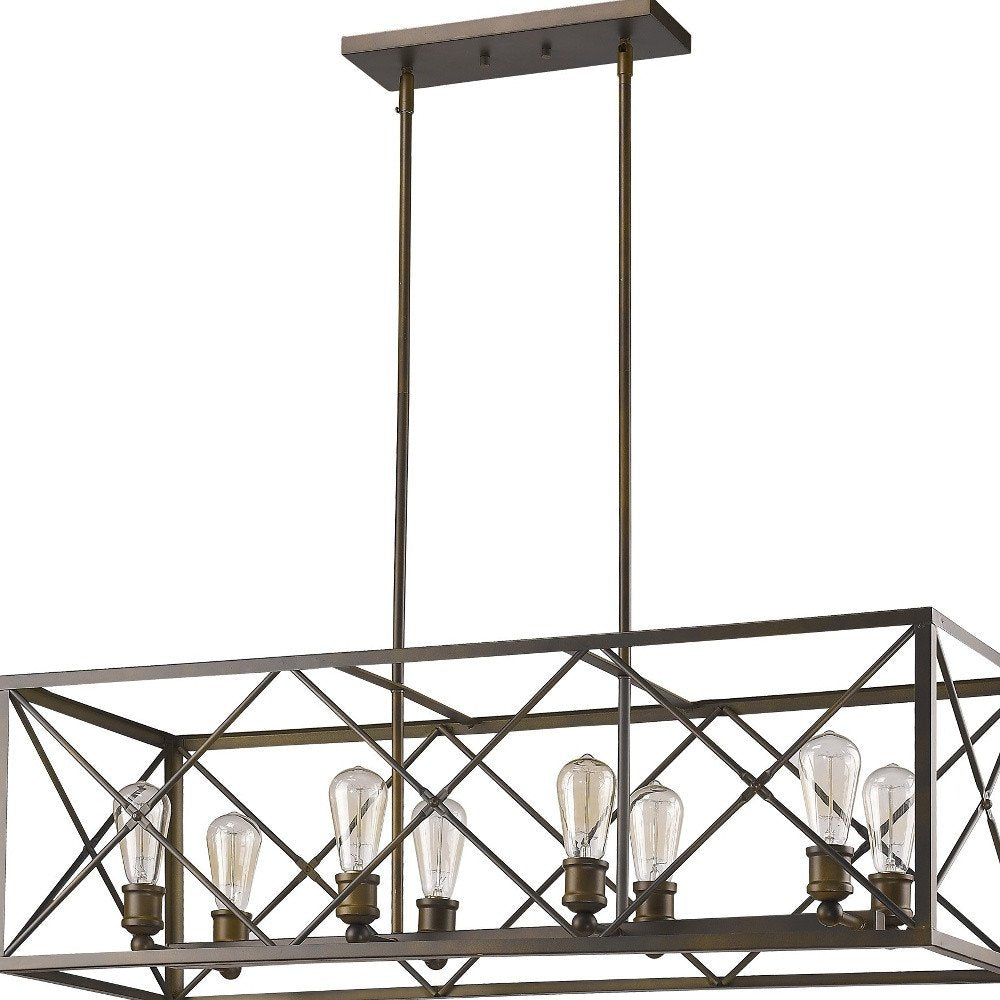 Brooklyn 8-Light Oil-Rubbed Bronze Island Pendant With Metal Framework Shade HomeRoots