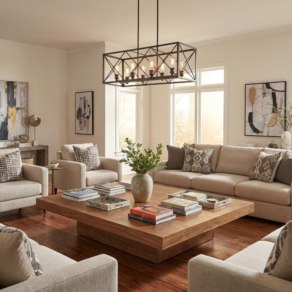 Brooklyn 8-Light Oil-Rubbed Bronze Island Pendant With Metal Framework Shade HomeRoots