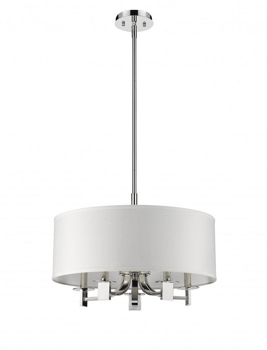 Silver Metal Five Light Dimmable Ceiling Light With White Shades HomeRoots