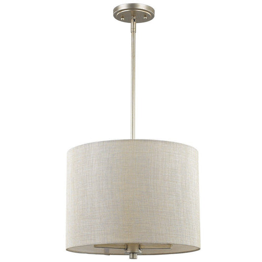 Gold And White Iron Three Light Dimmable Ceiling Light With Silver Shades HomeRoots