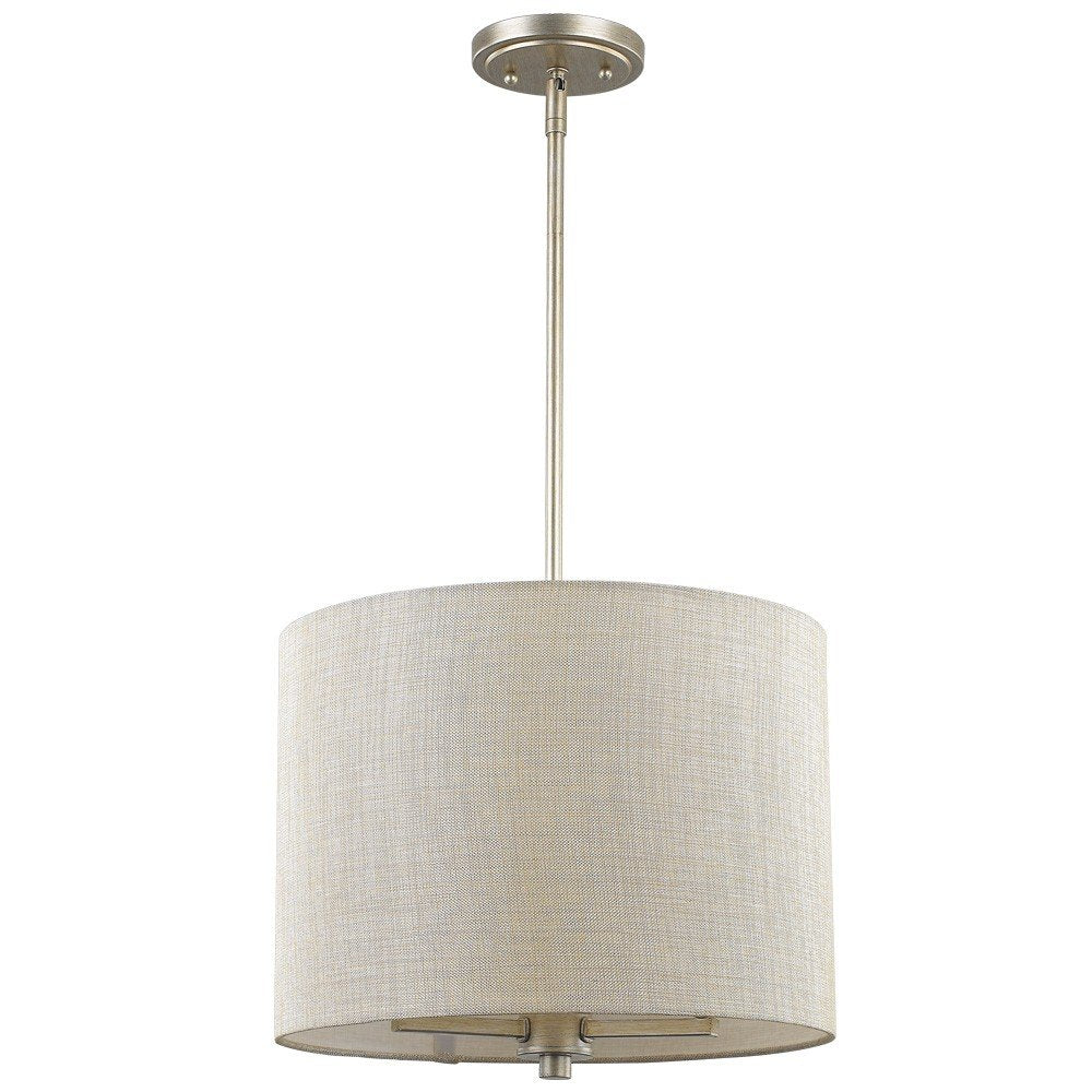 Daria 3-Light Washed Gold Pendant With Washed Gold And White Drum Shade HomeRoots