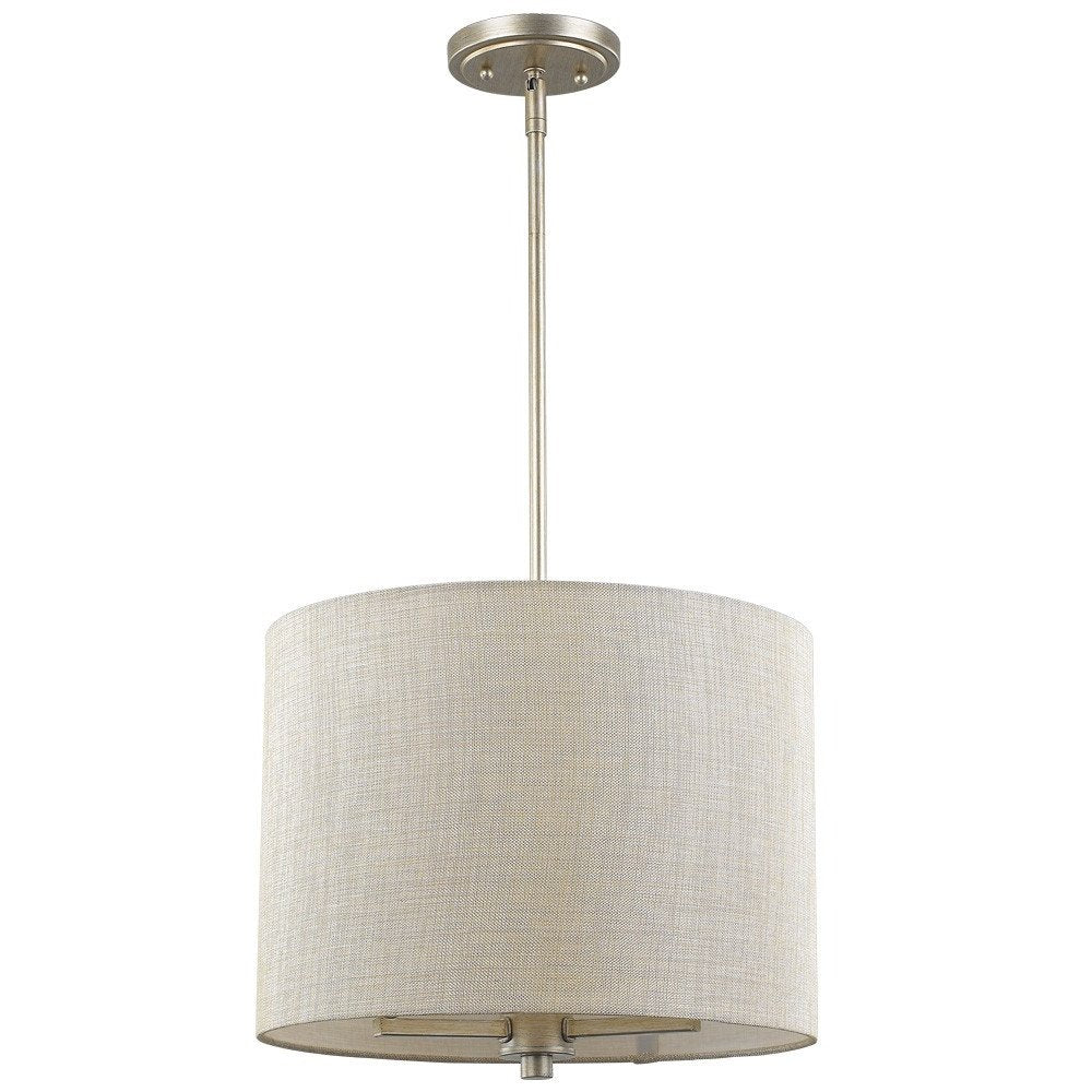 Daria 3-Light Washed Gold Pendant With Washed Gold And White Drum Shade HomeRoots