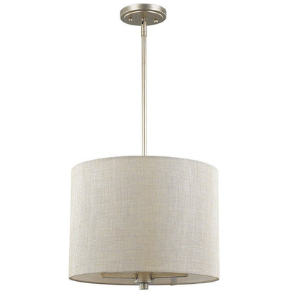 Daria 3-Light Washed Gold Pendant With Washed Gold And White Drum Shade HomeRoots
