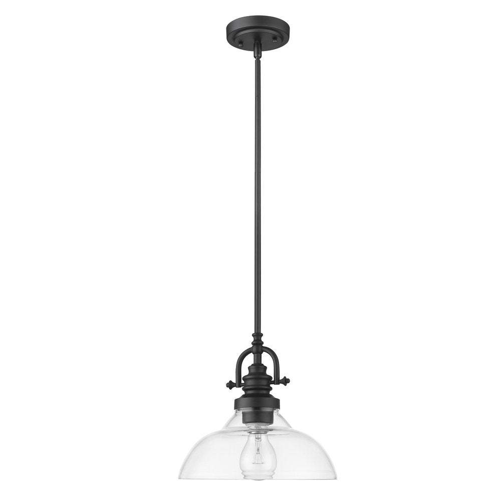 Matte Black Hanging Light with Glass Dome Shade — view 3