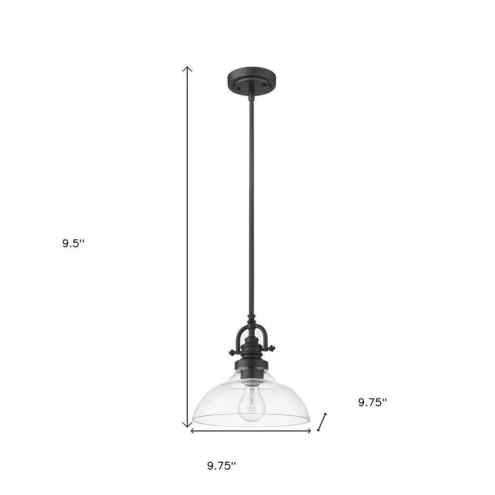 Matte Black Hanging Light with Glass Dome Shade HomeRoots