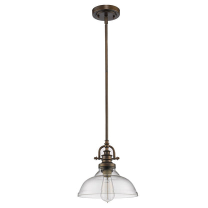 Antique Bronze Hanging Light with Glass Dome Shade HomeRoots