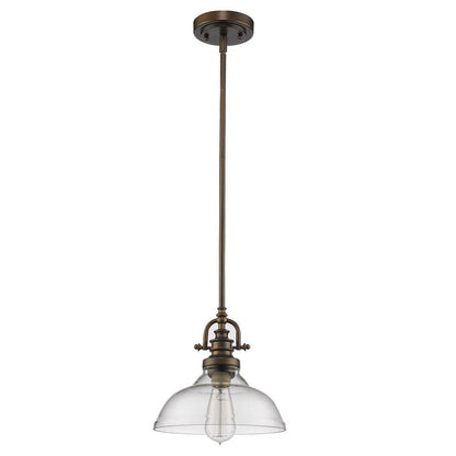 Antique Bronze Hanging Light with Glass Dome Shade HomeRoots