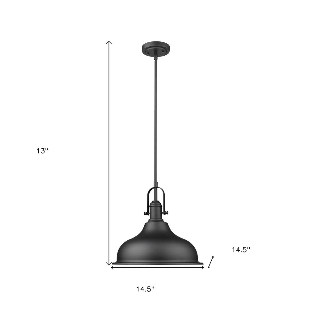 Matte Black Hanging Light with Dome Shade — view 2
