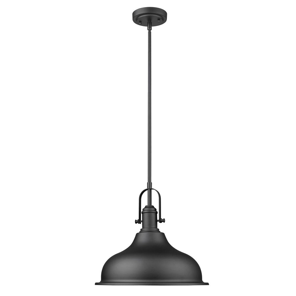 Matte Black Hanging Light with Dome Shade — view 1