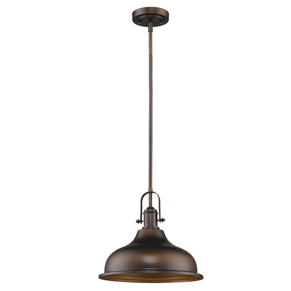 Antique Bronze Hanging Light with Dome Shade — view 1