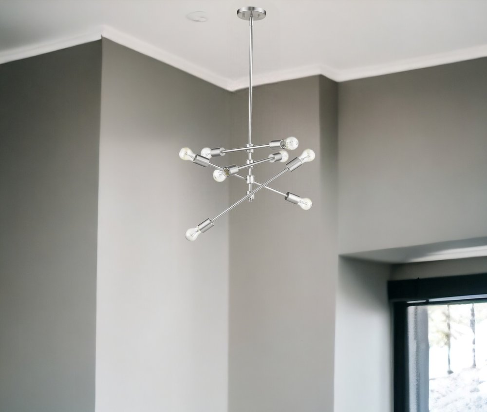 Calix 8-Light Satin Nickel Pendant HomeRoots