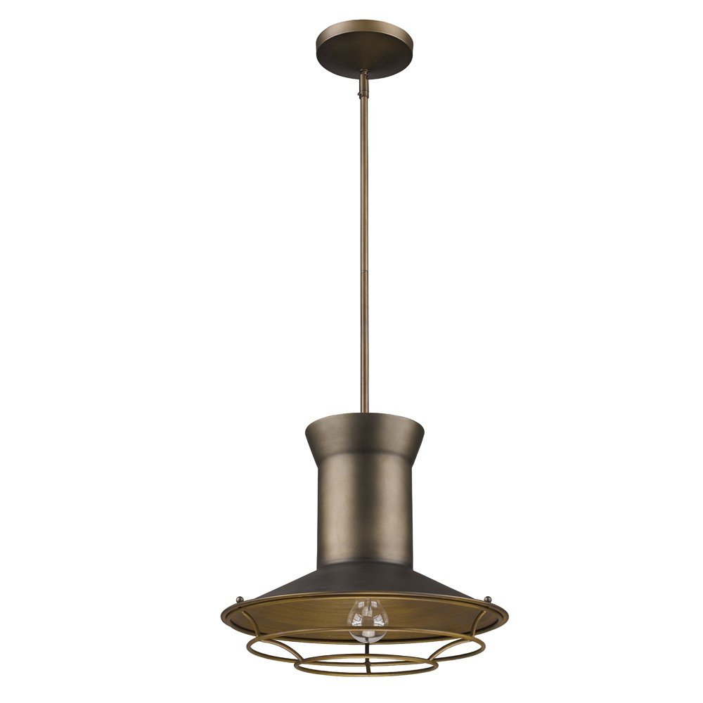 Newport 1-Light Tin Coated Pendant With Raw Brass Interior Shade And Louver — view 1
