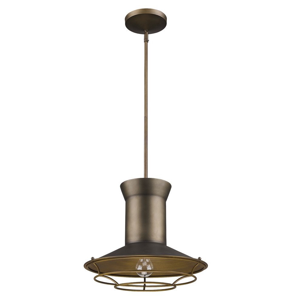 Newport 1-Light Tin Coated Pendant With Raw Brass Interior Shade And Louver HomeRoots