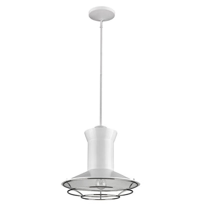 Newport 1-Light White Pendant With Polished Nickel Louver HomeRoots