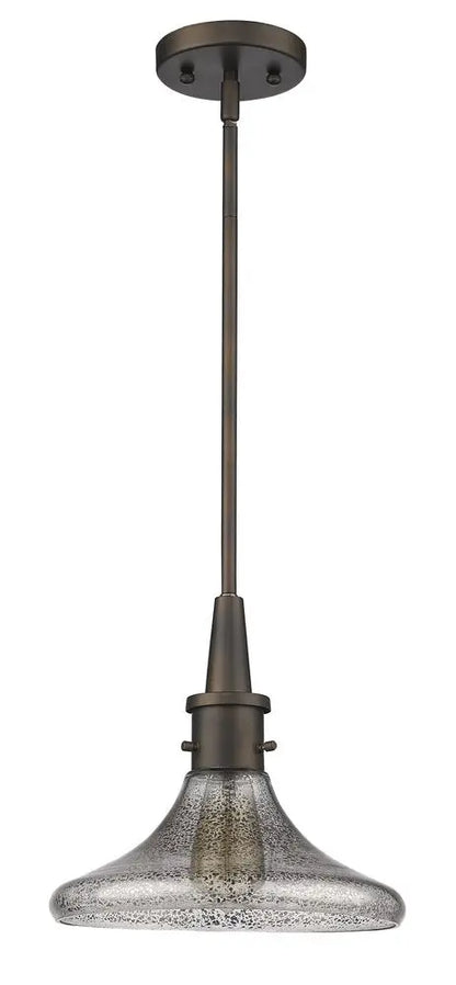 Antique Bronze Hanging Light with Pebbled Glass Shade HomeRoots