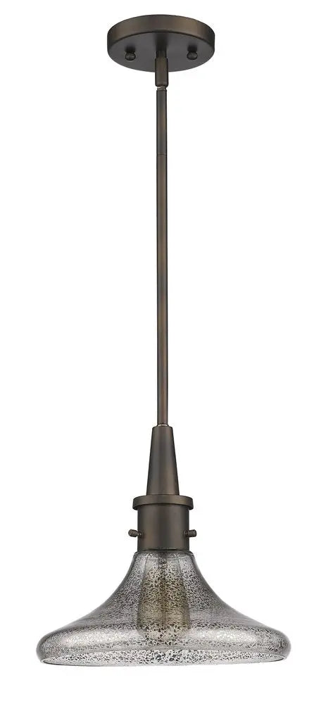 Antique Bronze Hanging Light with Pebbled Glass Shade HomeRoots