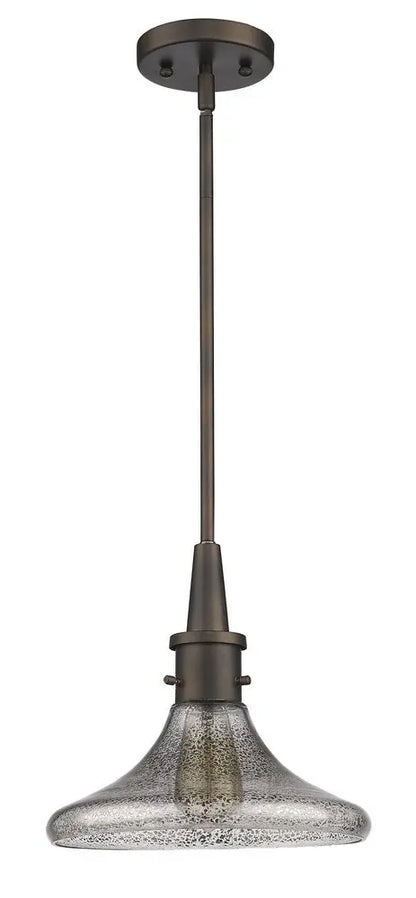 Antique Bronze Hanging Light with Pebbled Glass Shade HomeRoots