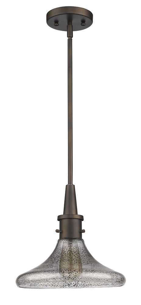 Antique Bronze Hanging Light with Pebbled Glass Shade — view 3