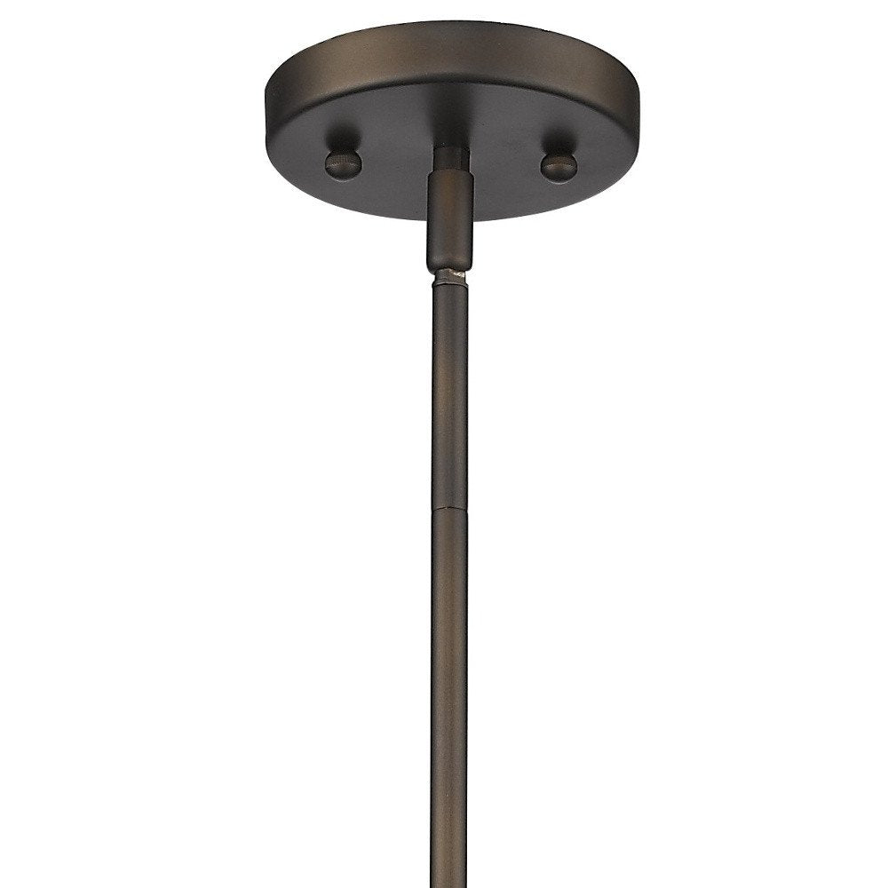 Antique Bronze Hanging Light with Pebbled Glass Shade — view 4