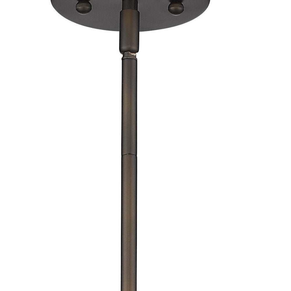 Antique Bronze Hanging Light with Pebbled Glass Shade — view 5