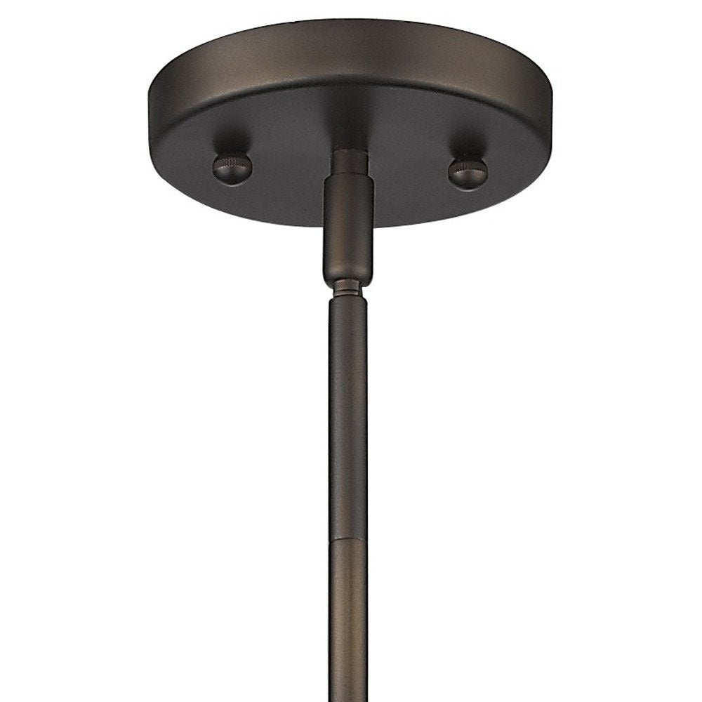 Bronze Hanging Light with Ribbed Pebbled Glass Shade — view 4