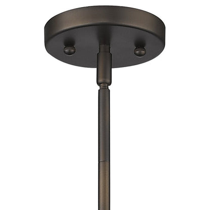 Bronze Hanging Light with Ribbed Pebbled Glass Shade HomeRoots