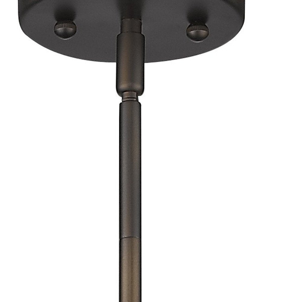 Bronze Hanging Light with Ribbed Pebbled Glass Shade — view 5